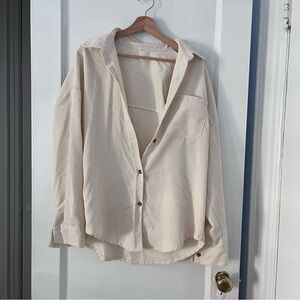SHEIN Corduroy button down in cream